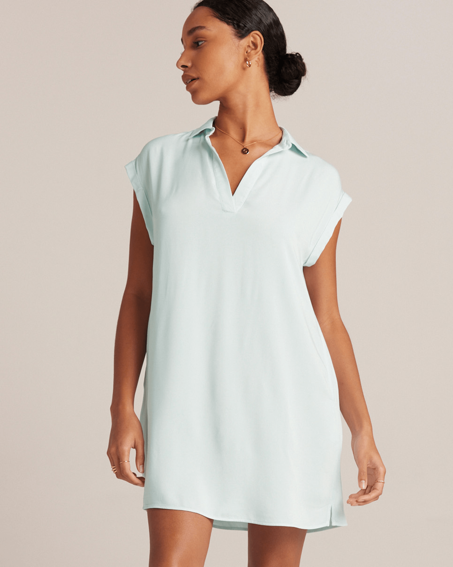 Cap Sleeve V-Neck Dress in Sea Foam
