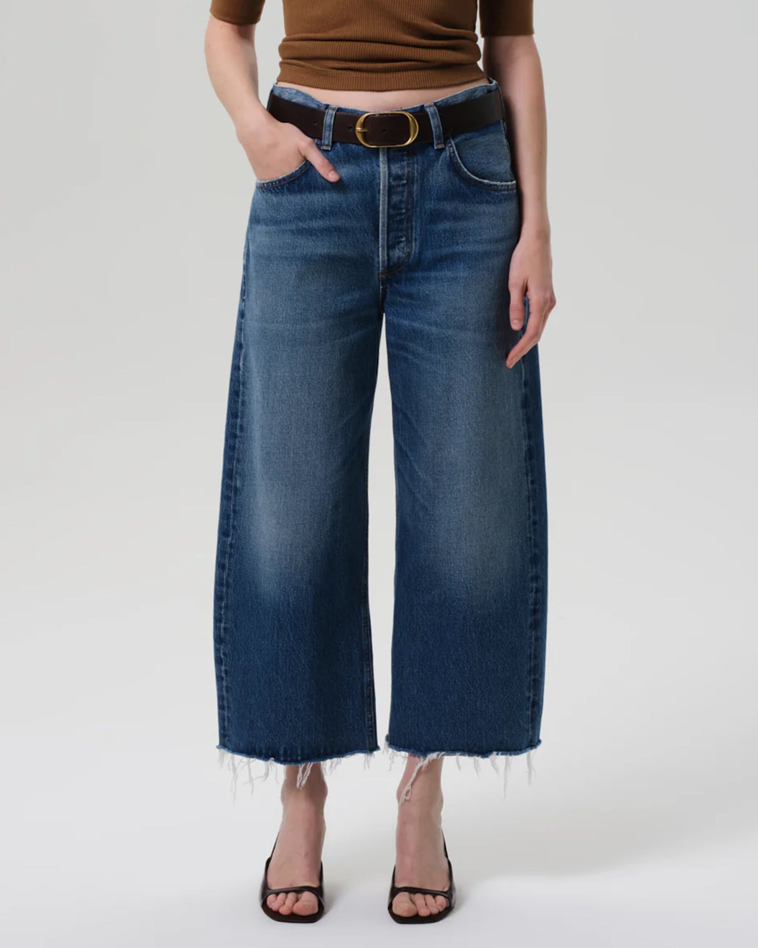 Ayla Raw Hem Crop in Chaya