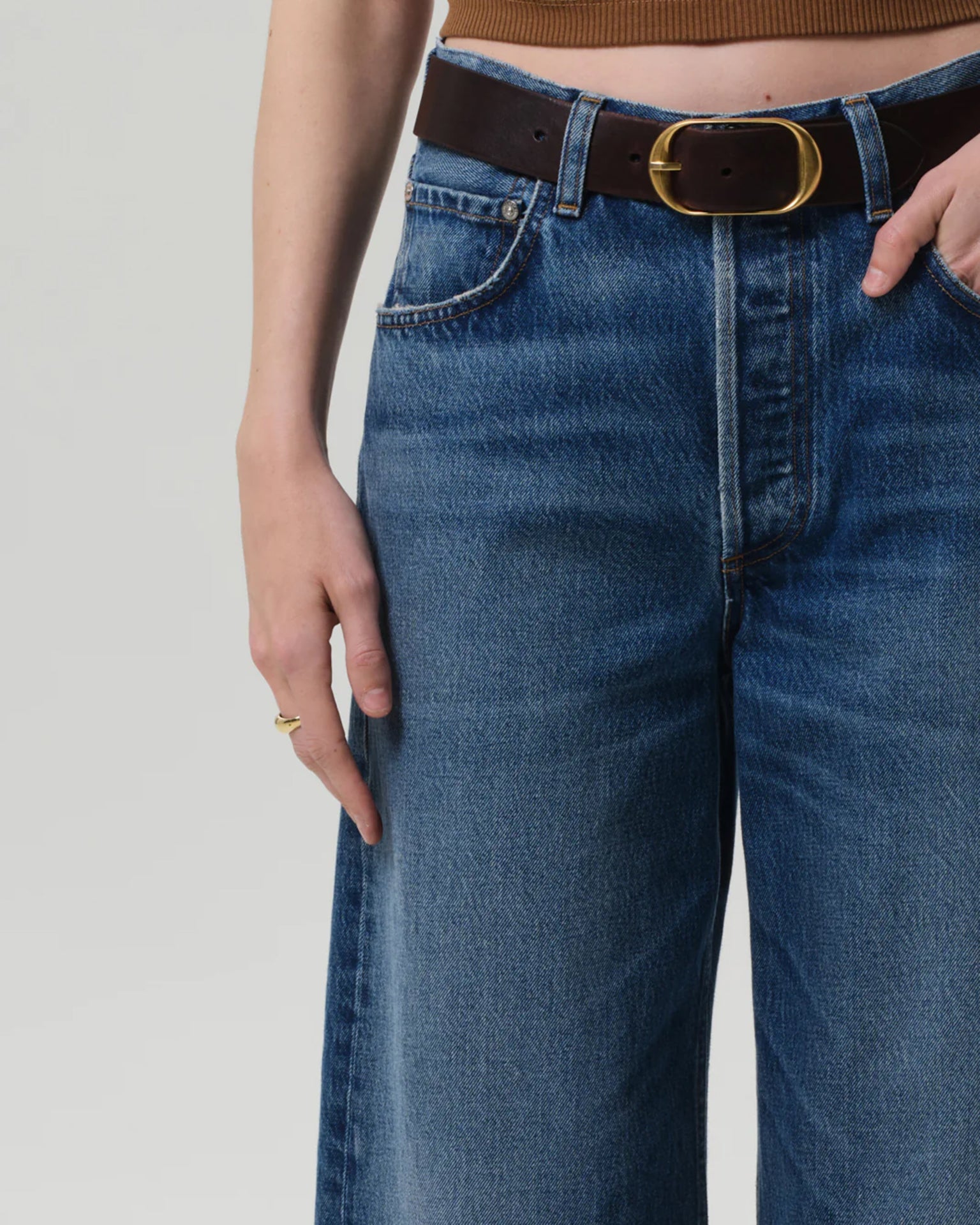 Ayla Raw Hem Crop in Chaya