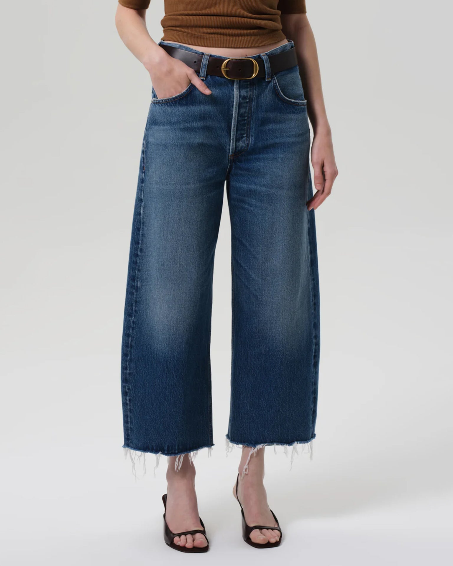 Ayla Raw Hem Crop in Chaya