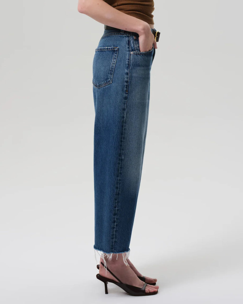 Ayla Raw Hem Crop in Chaya