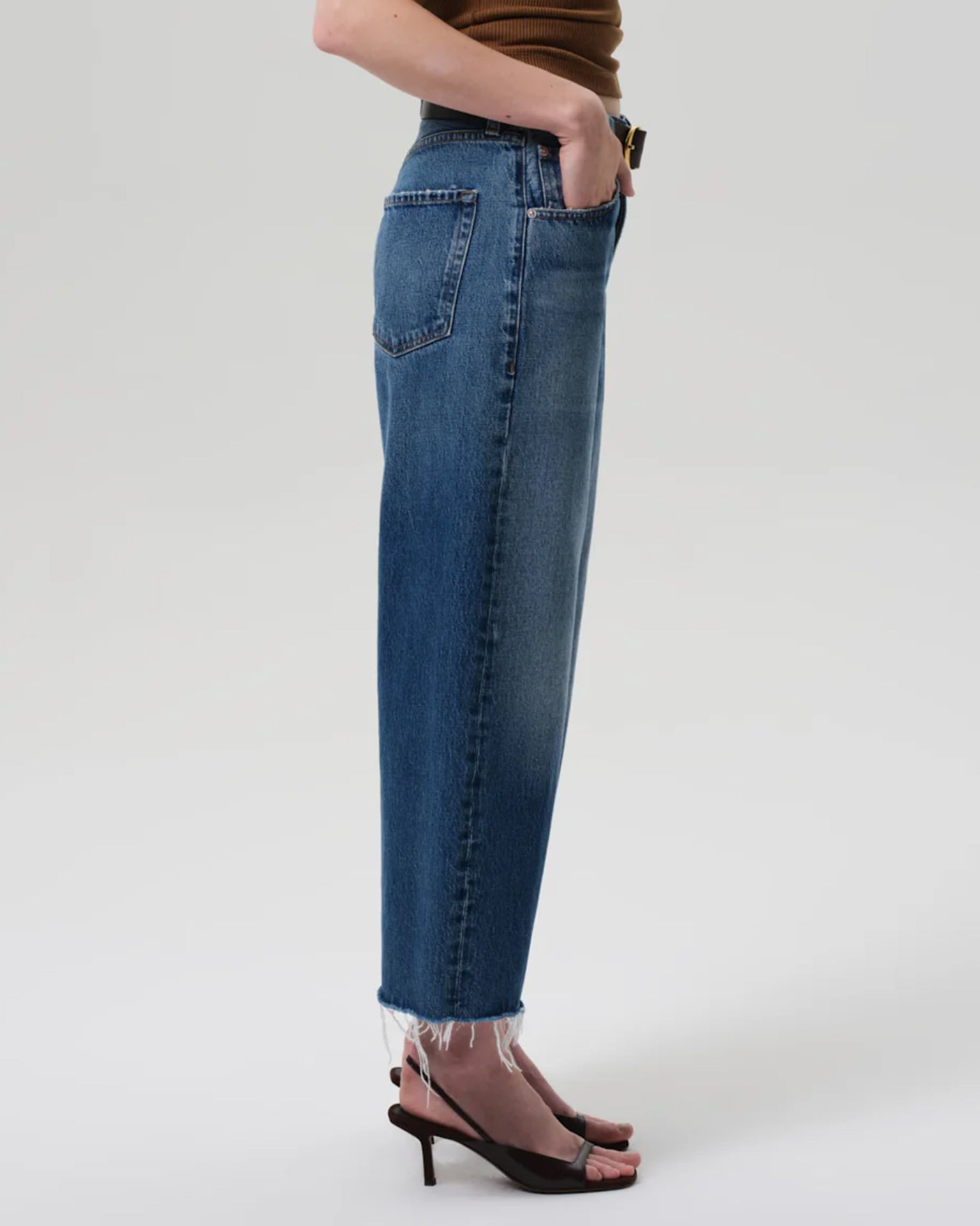 Ayla Raw Hem Crop in Chaya