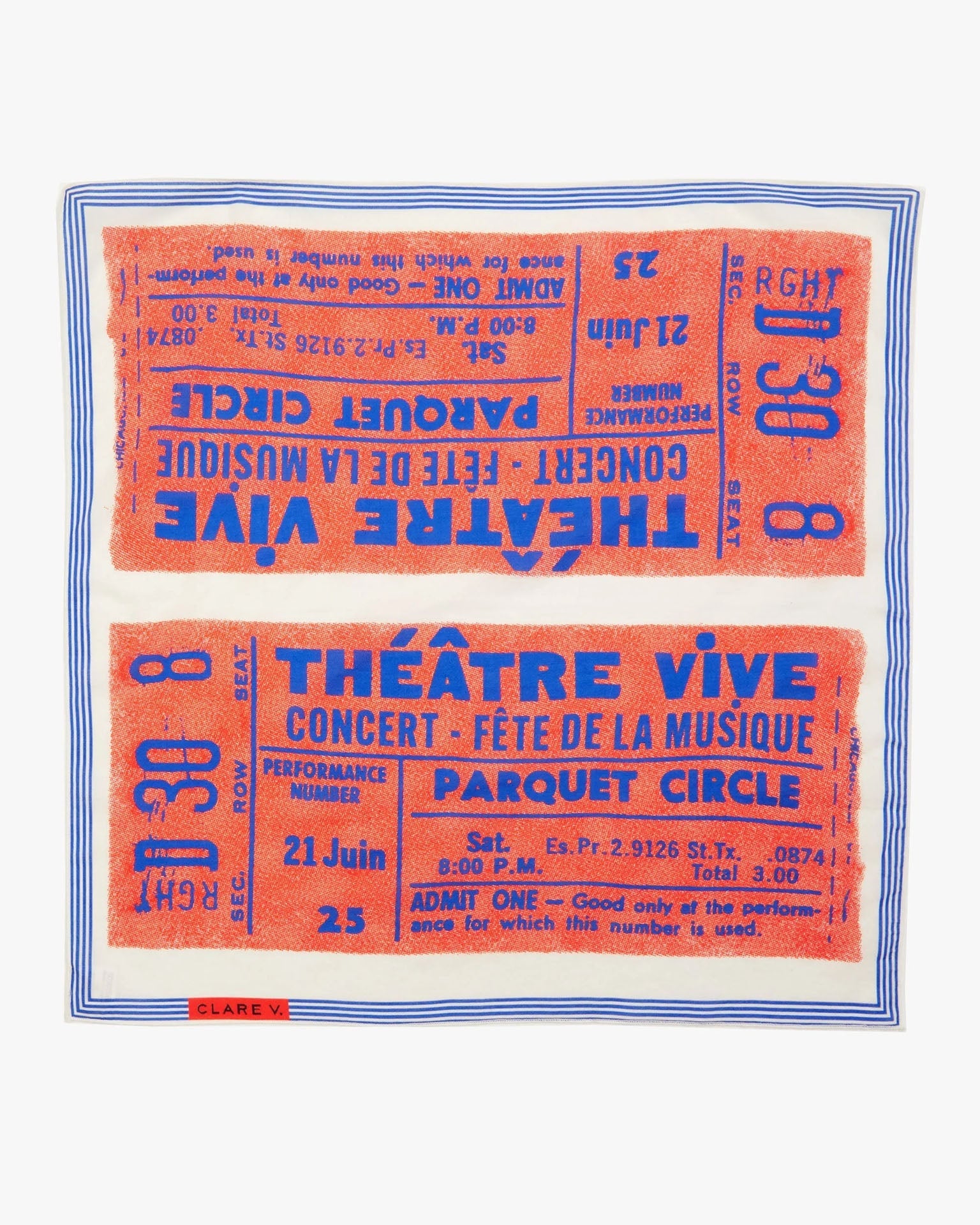 Concert Tickets Bandana in Pink w/ Blue