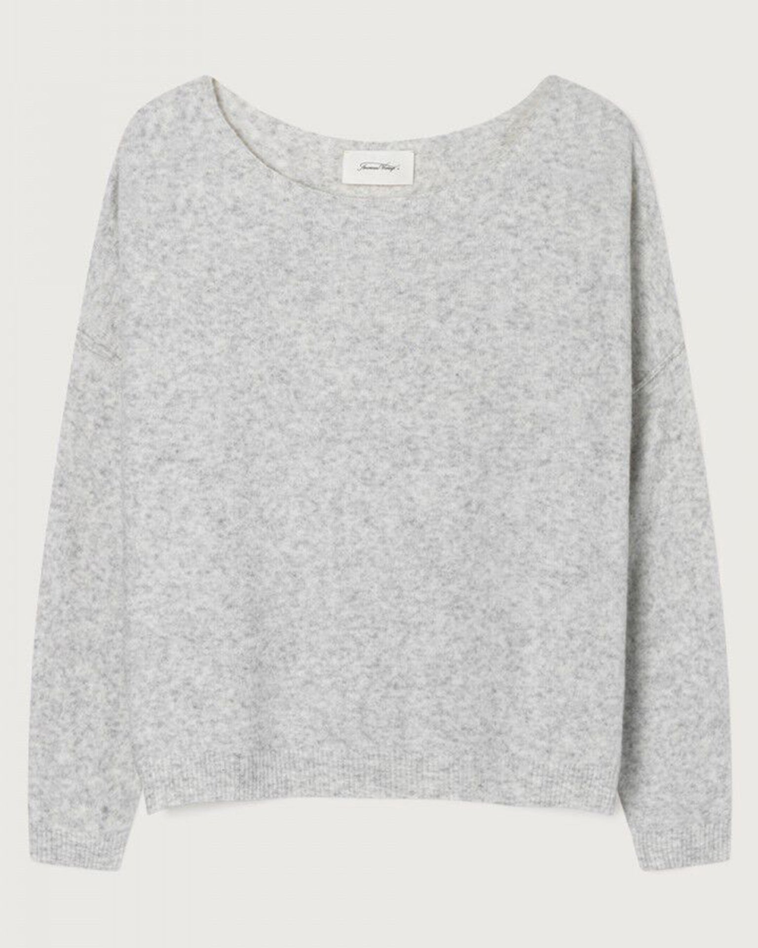Damsville Wide Scoop Sweater in Gris Chine
