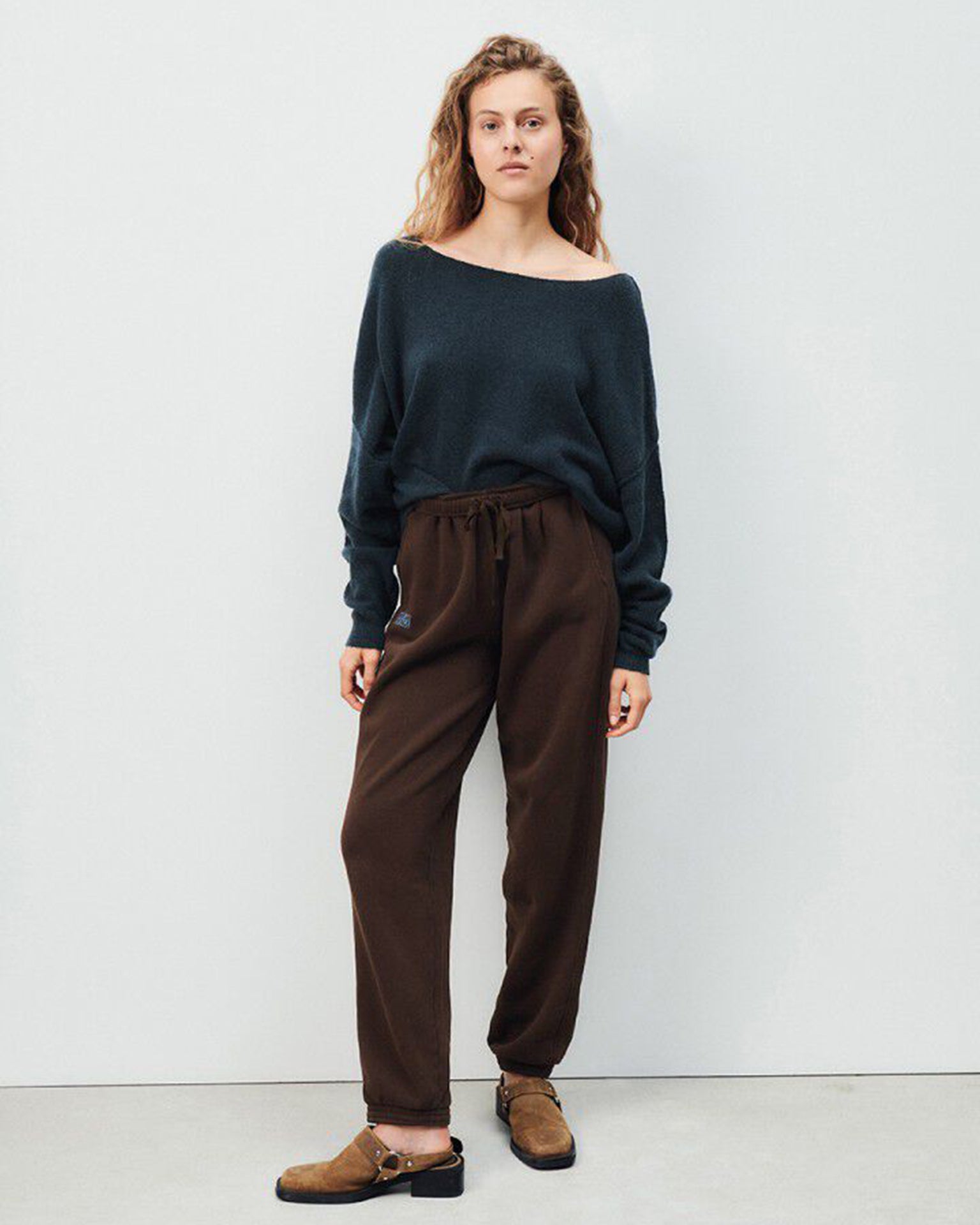Damsville Wide Scoop Sweater in Navy Blue Chine Noir