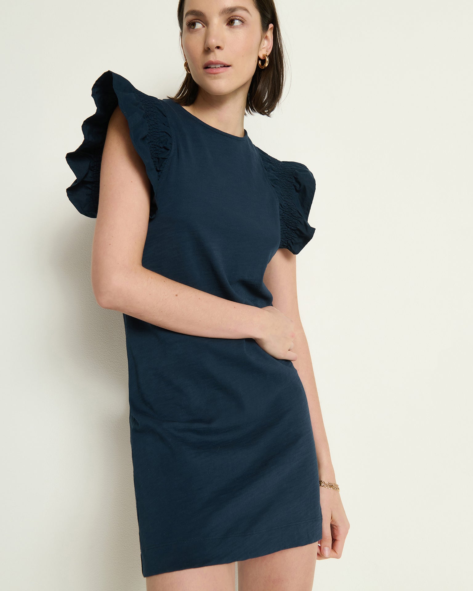 Ellis Ruffle Sleeve Dress in Night Sky