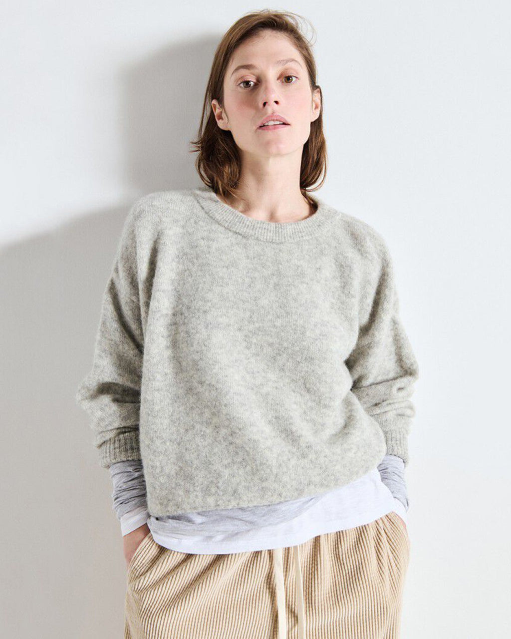Vito Crewneck Sweater in Gris Clair Chine