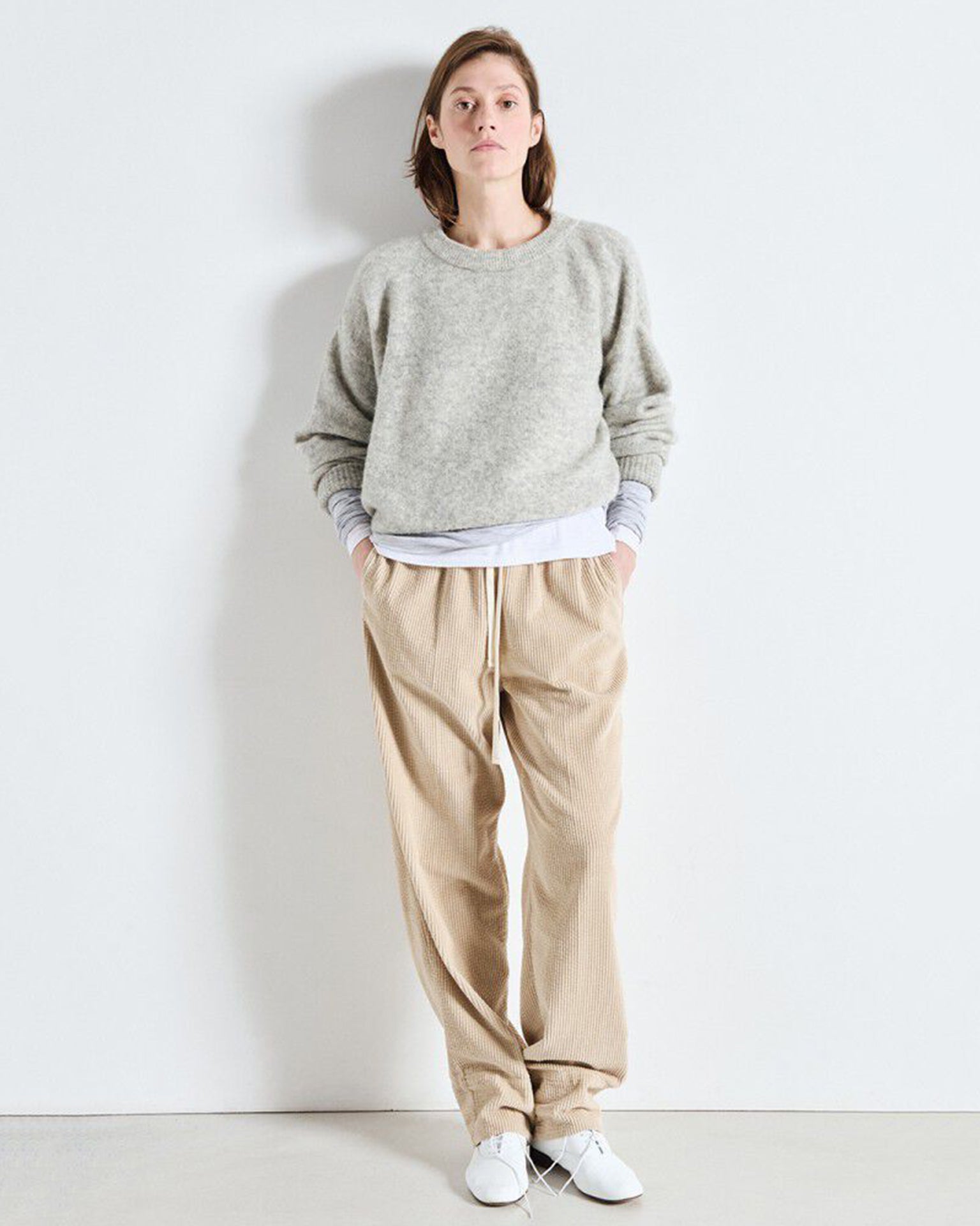 Vito Crewneck Sweater in Gris Clair Chine