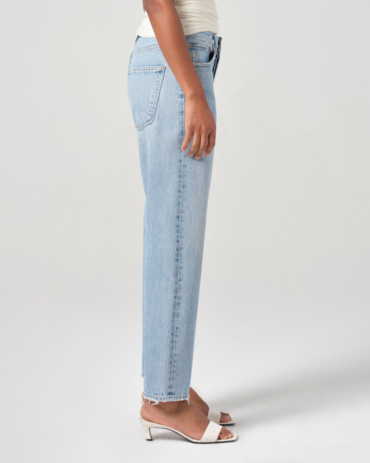 90s Crop Mid Rise Loose Straight in Force
