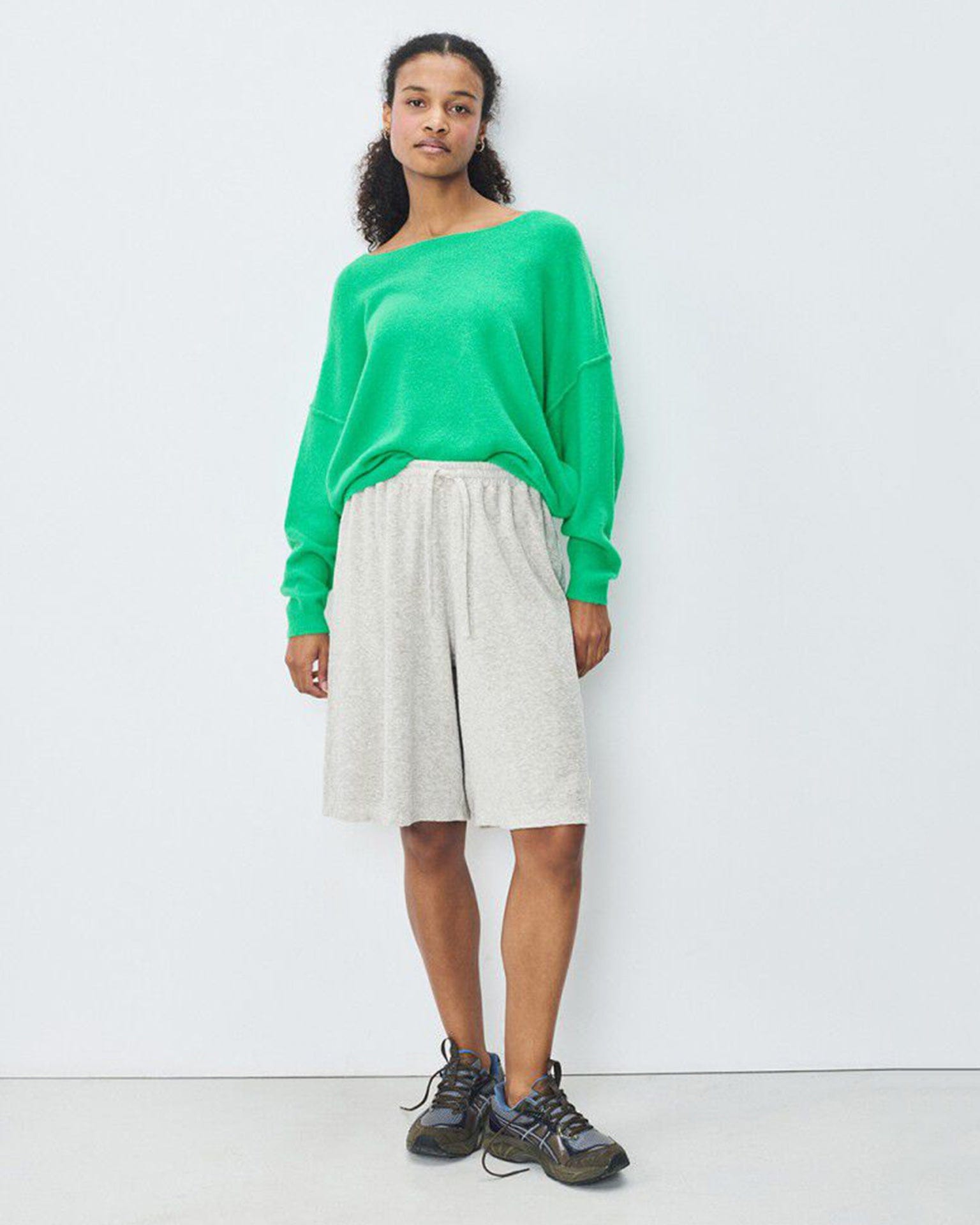 Damsville Wide Scoop Sweater in Printemps Chine