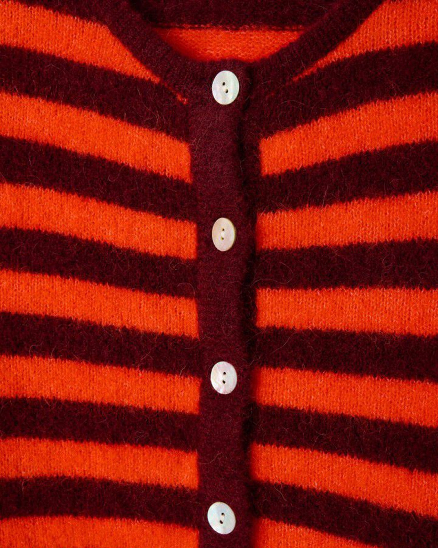 Vito Cardigan in Grenat Raye/Gaspacho Chine
