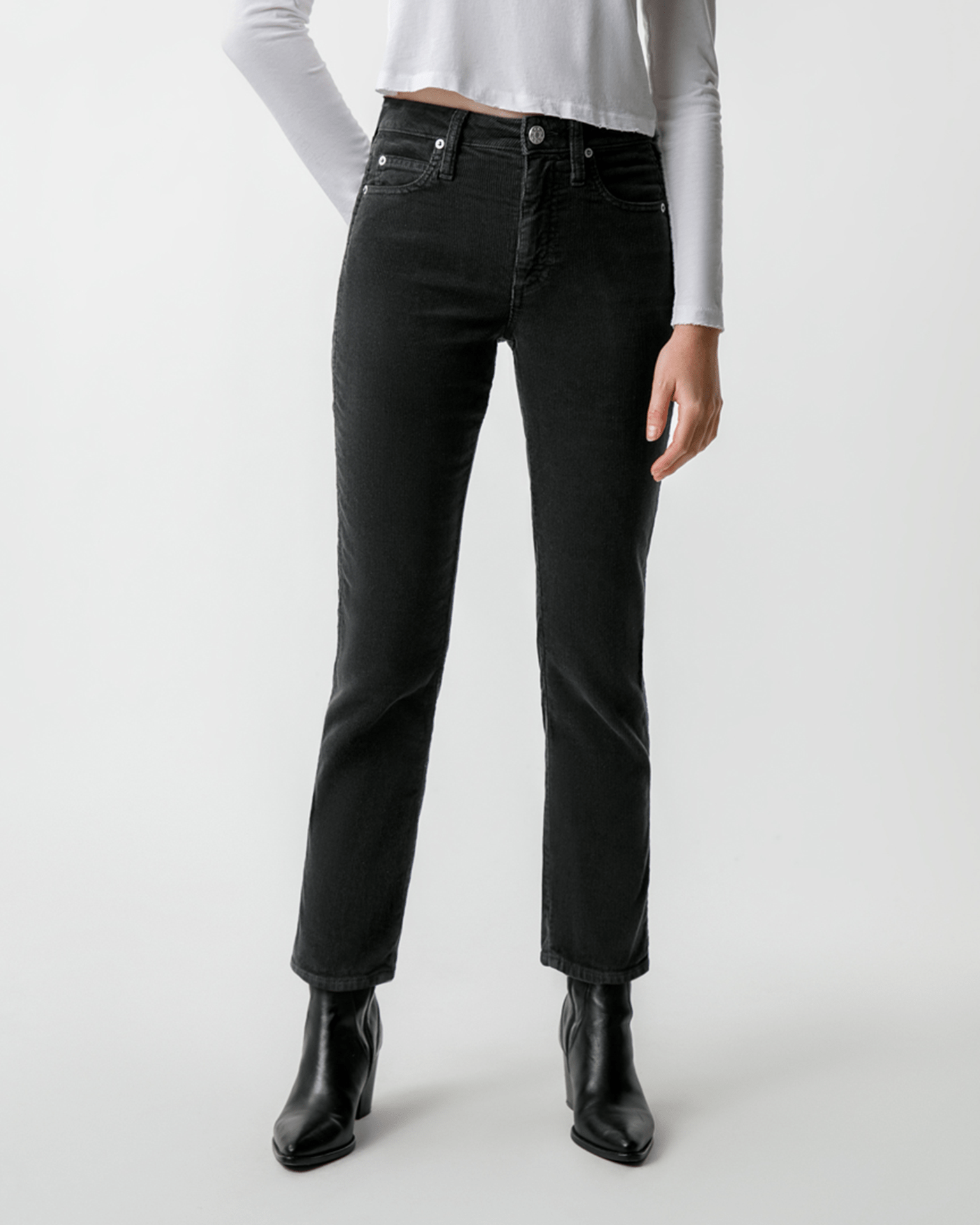 Corduroy Chloe Crop in Vintage Black