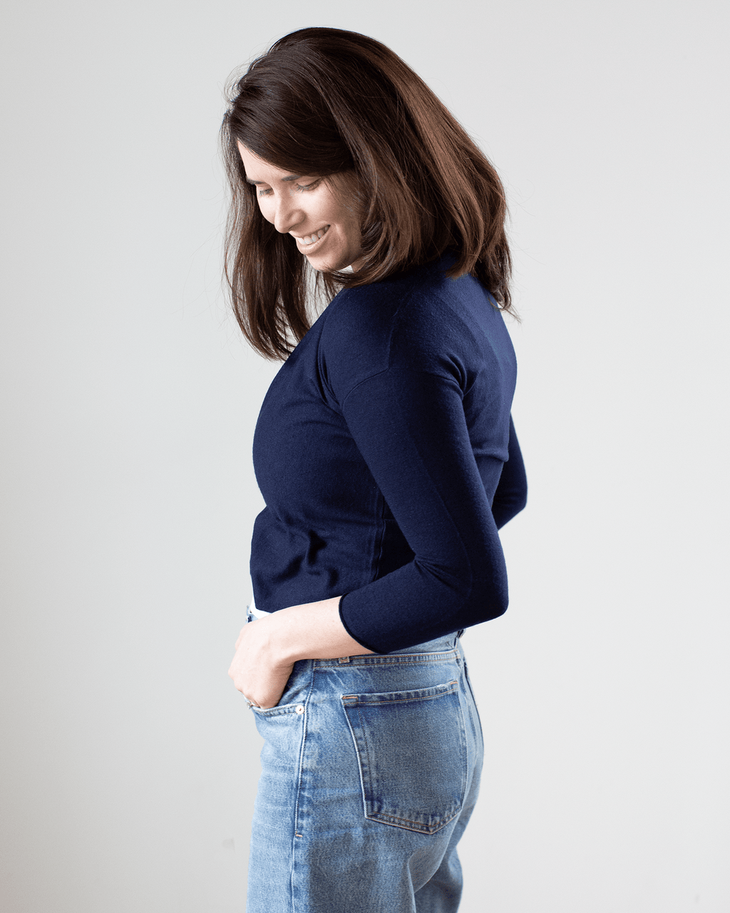 Easy Crop Cardi in Peacoat