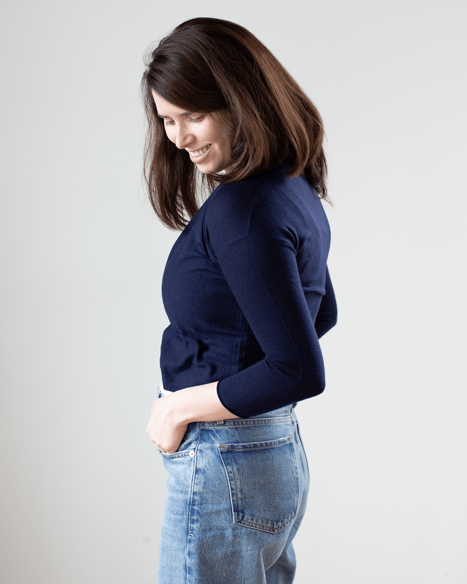 Easy Crop Cardi in Peacoat