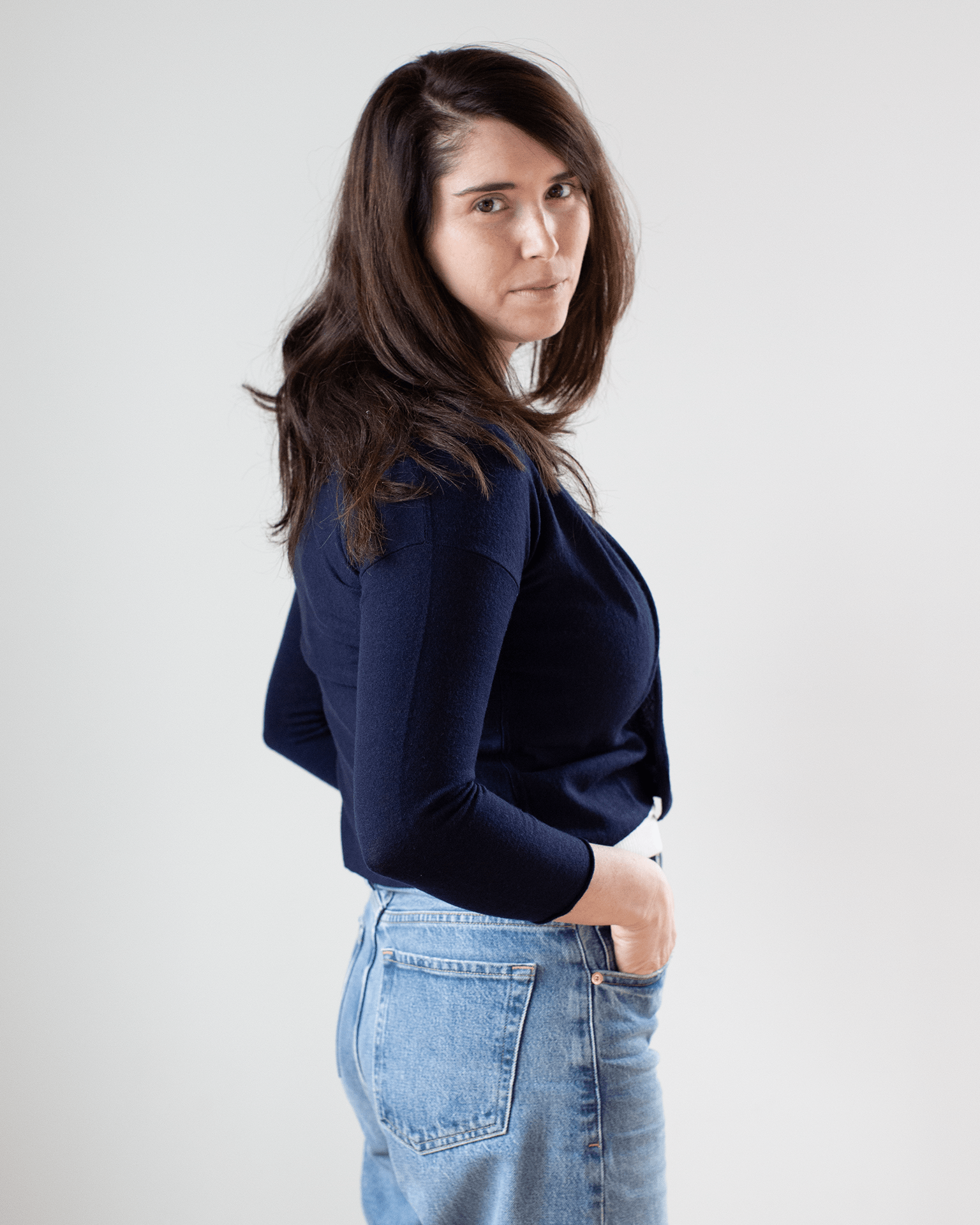 Easy Crop Cardi in Peacoat