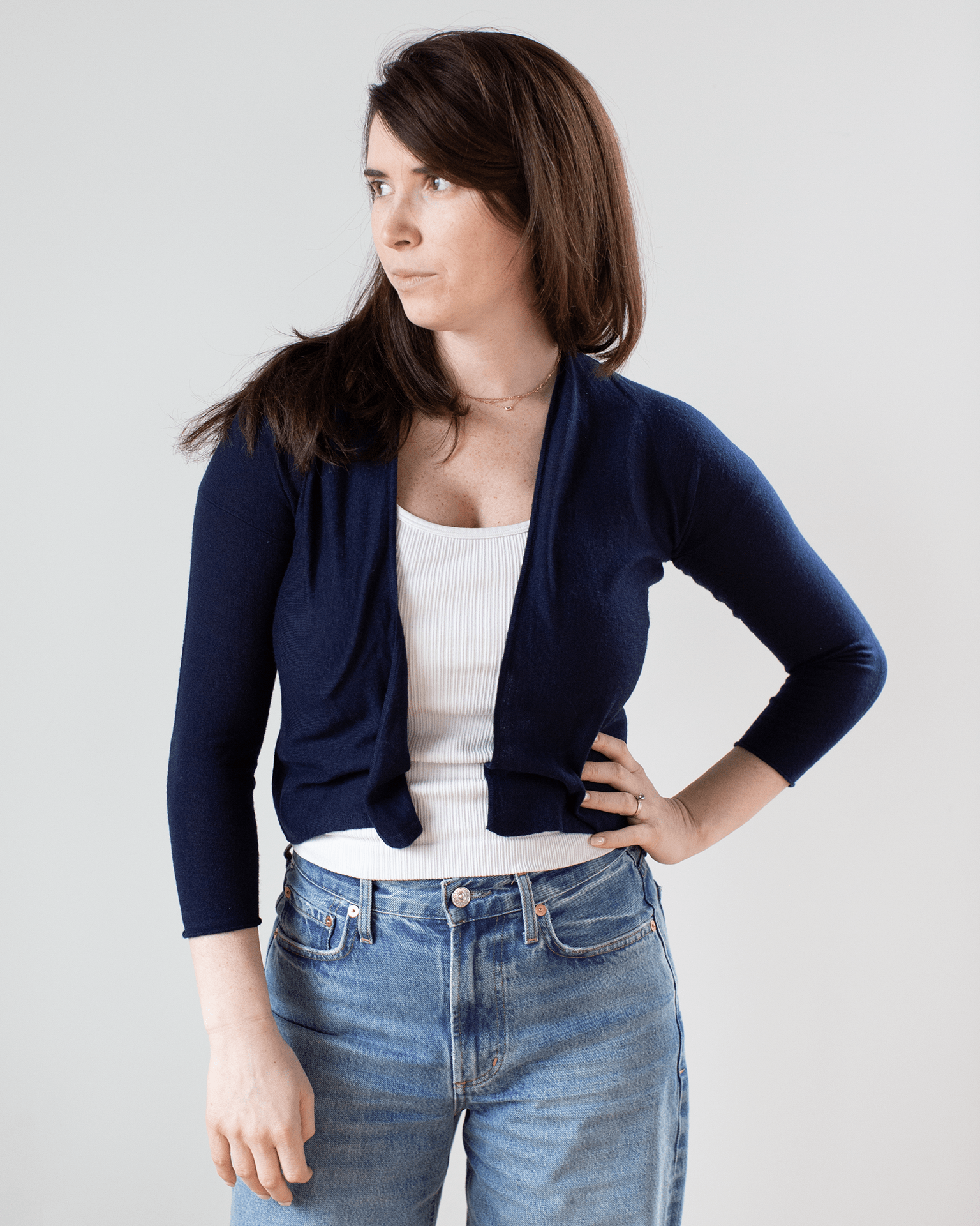 Easy Crop Cardi in Peacoat
