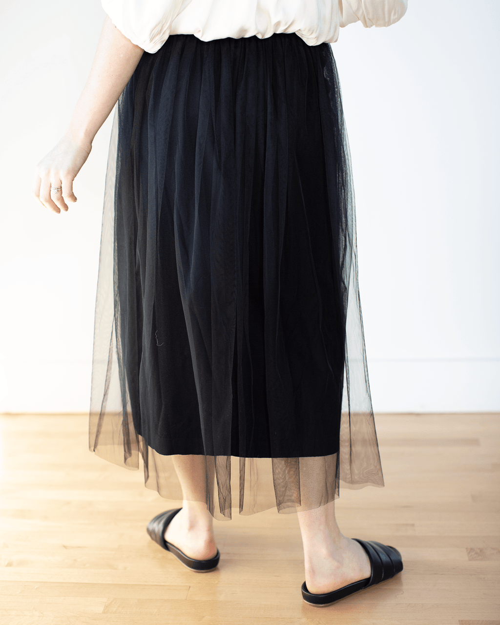 Gathered Skirt w/ Tulle in Black
