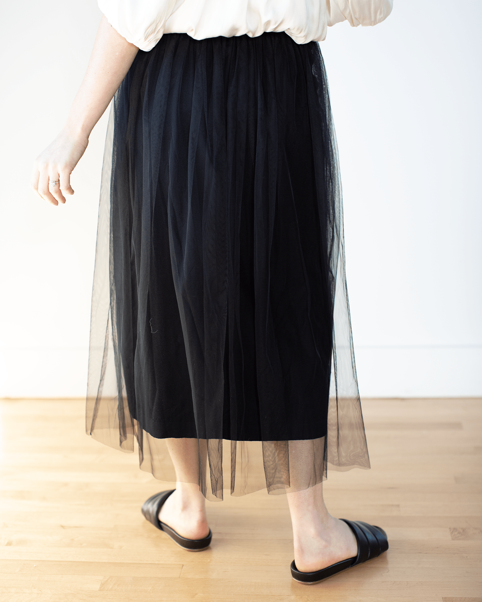 Gathered Skirt w/ Tulle in Black