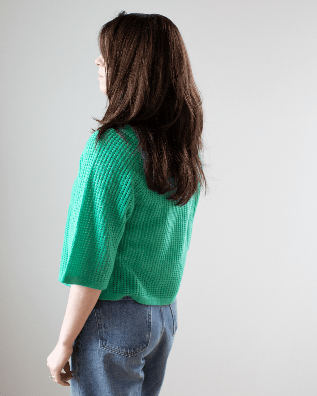 Short Sleeve Mesh Raglan Crew in Peapod