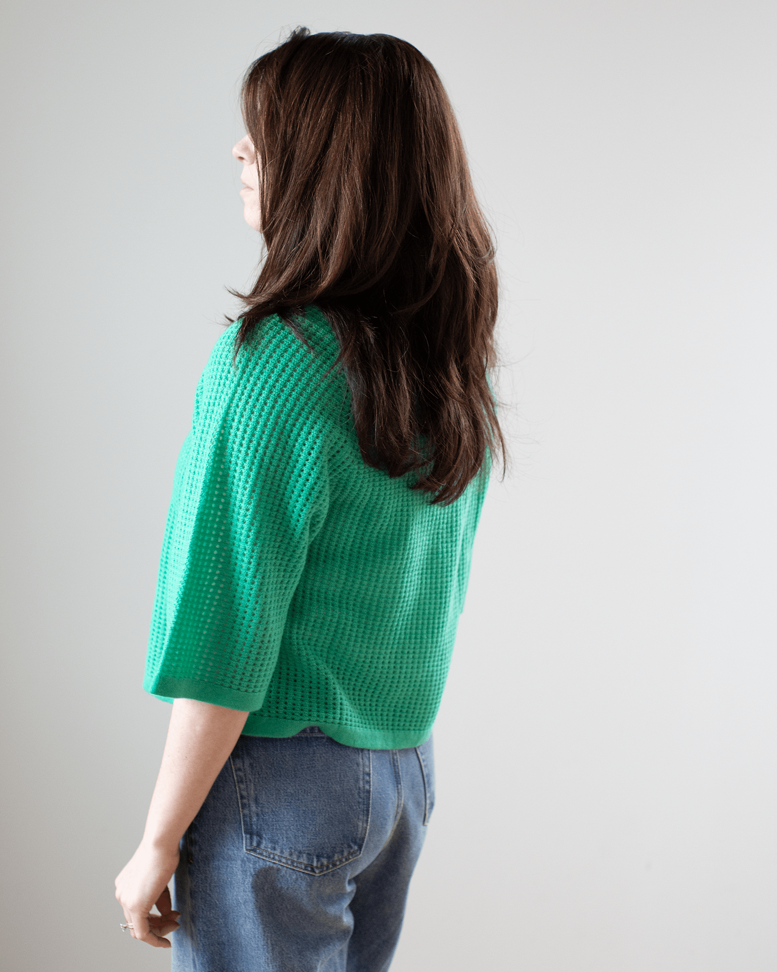 Short Sleeve Mesh Raglan Crew in Peapod