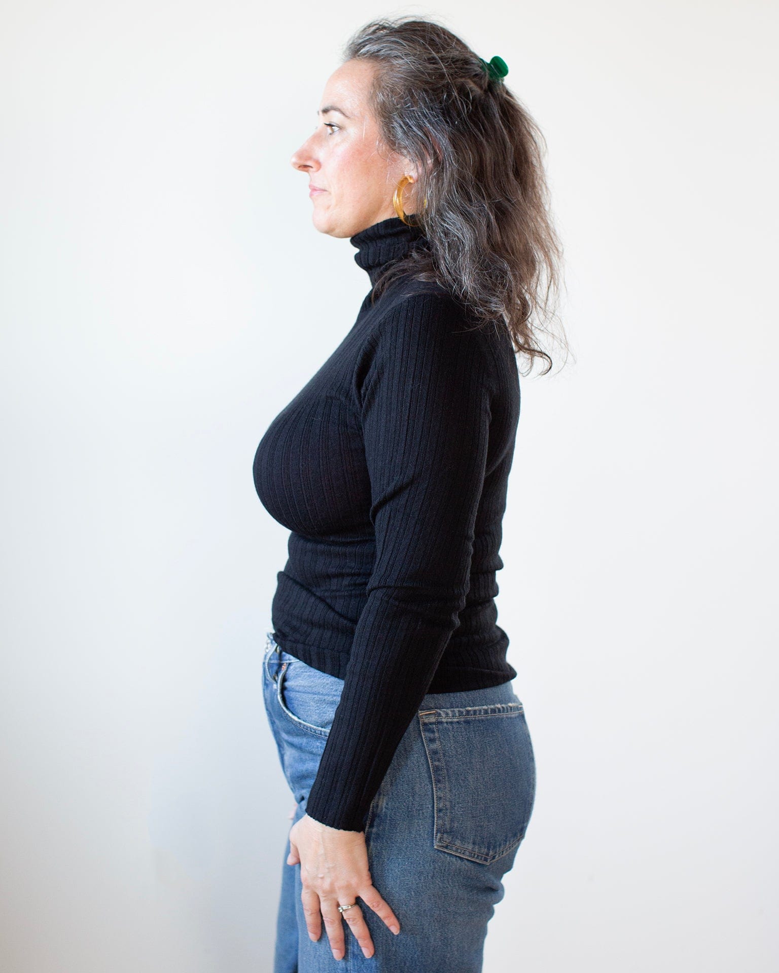 Variegated Rib Turtleneck in Black