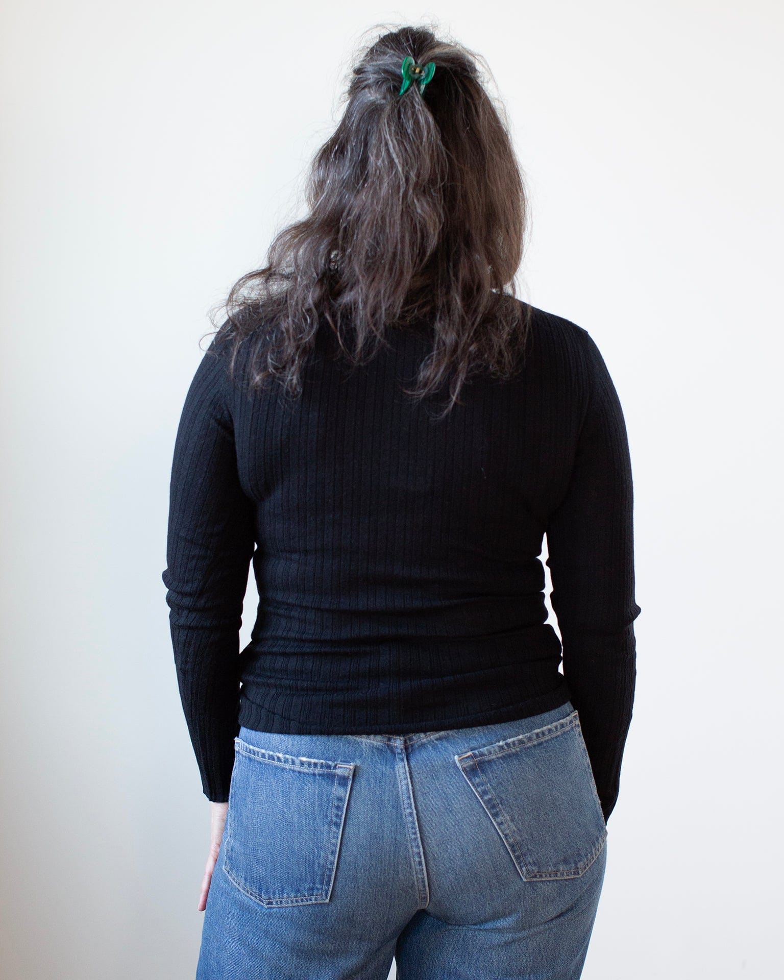 Variegated Rib Turtleneck in Black