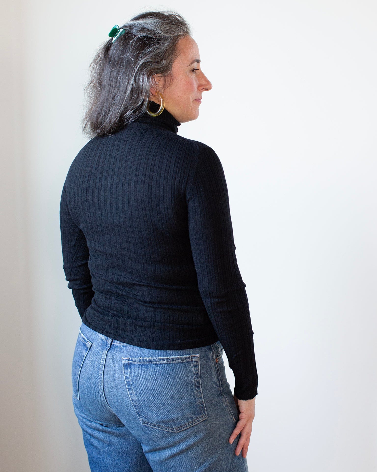 Variegated Rib Turtleneck in Black