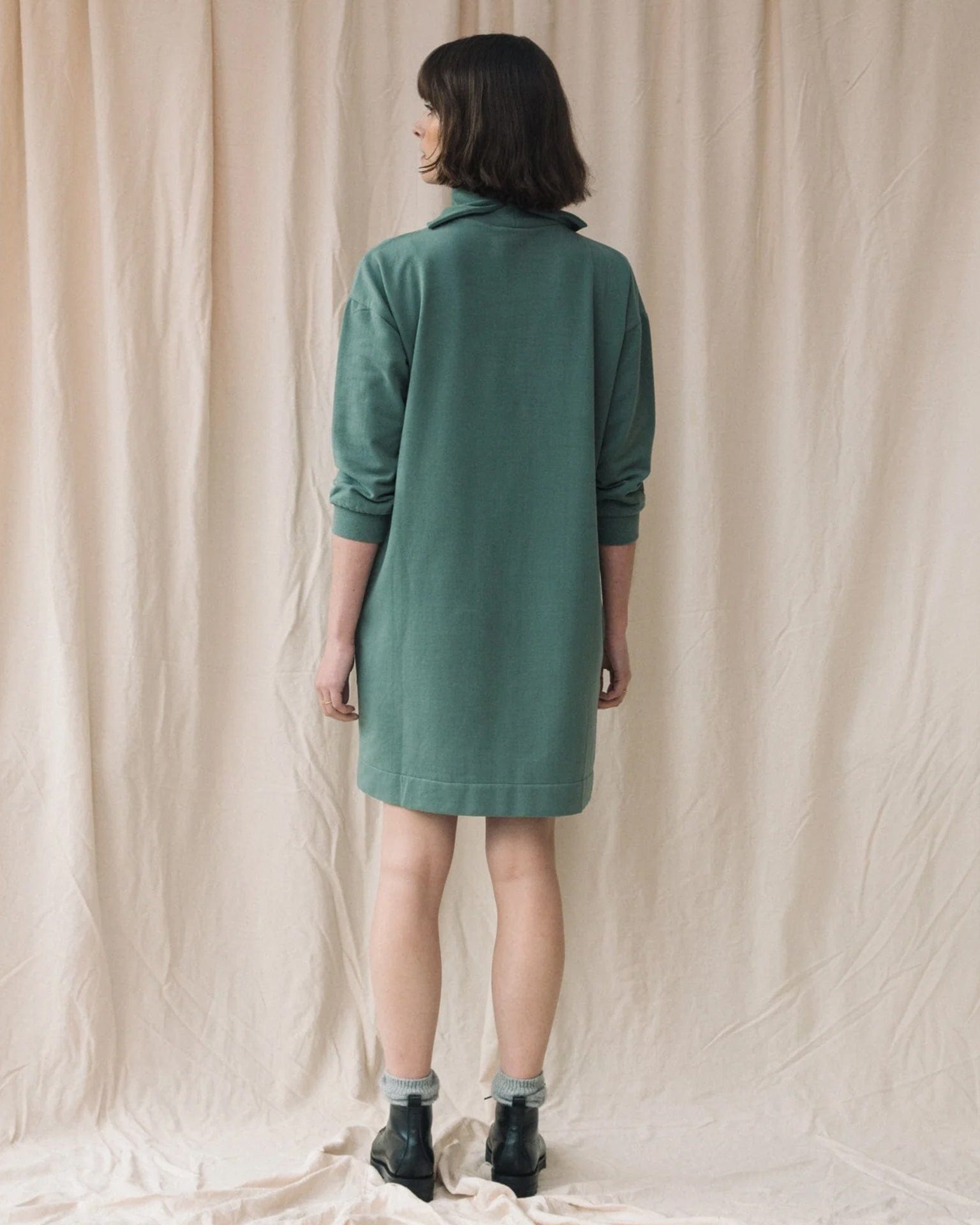 Orini Organic Cttn Felpe Dress in Eucalyptus
