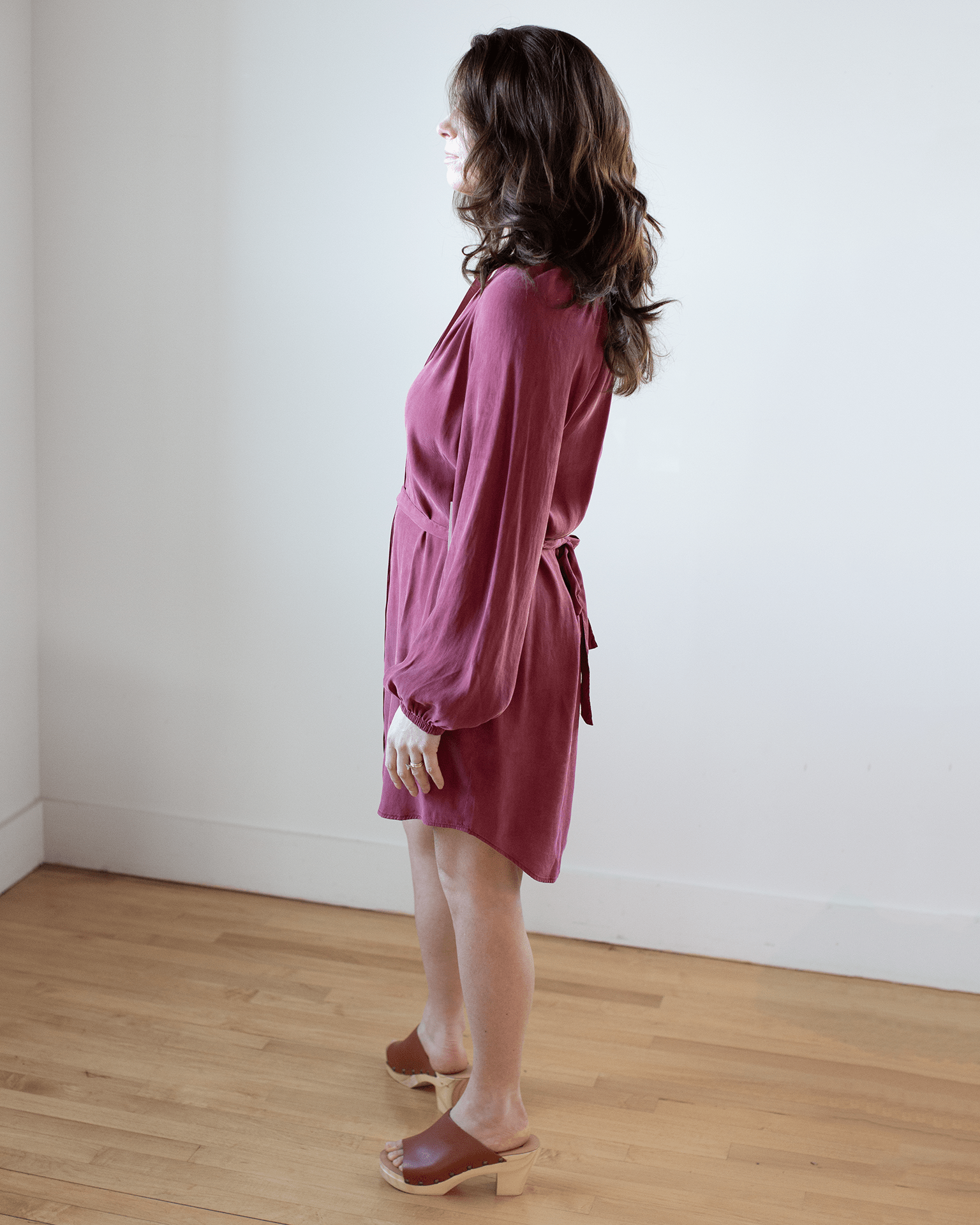 Belted Raglan Mini Dress in Sweet Merlot