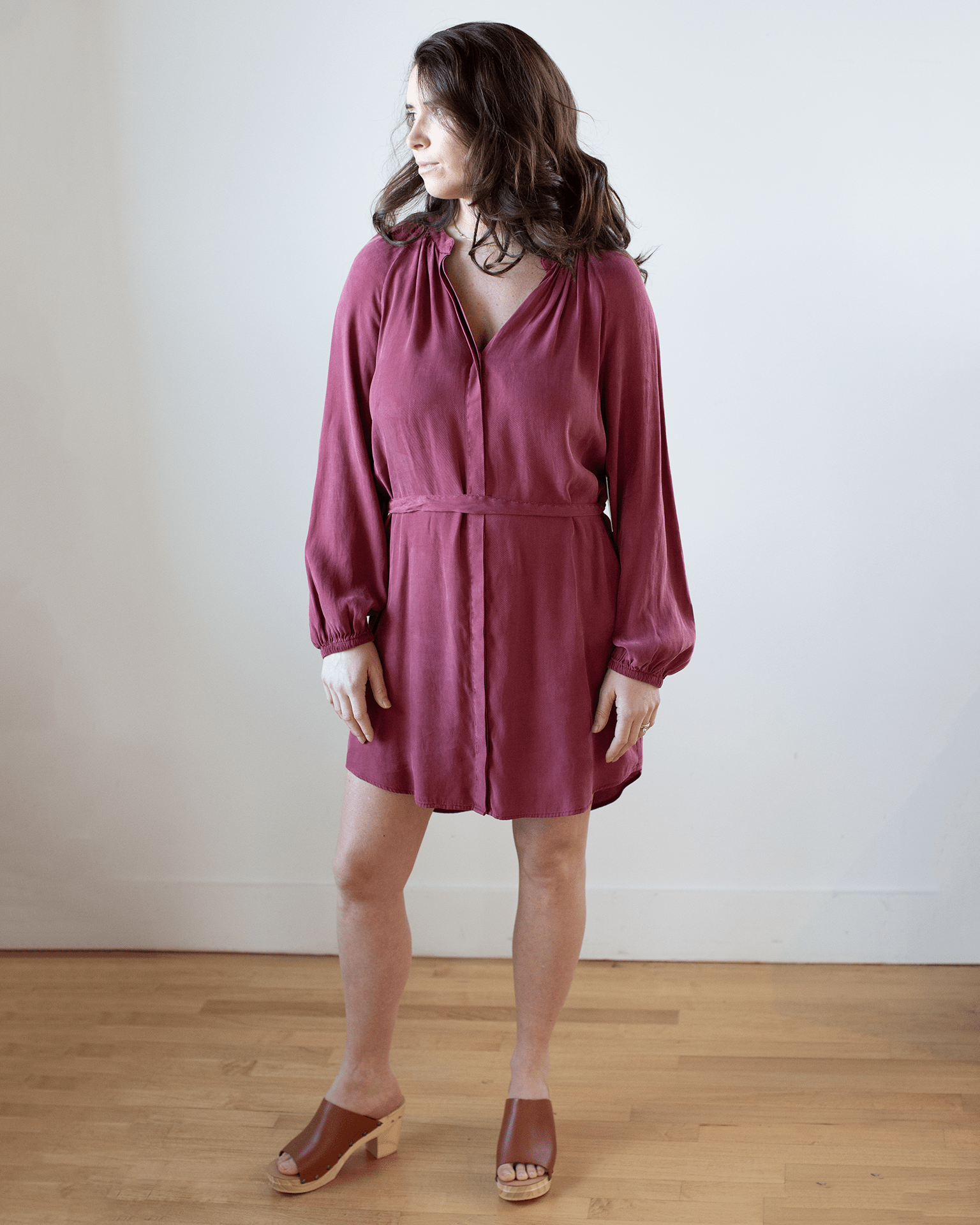 Belted Raglan Mini Dress in Sweet Merlot