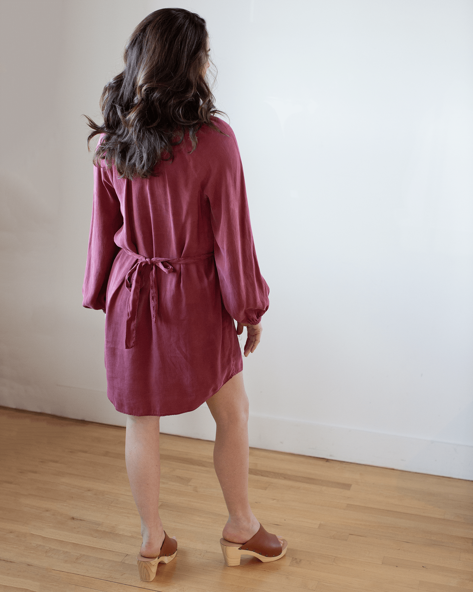 Belted Raglan Mini Dress in Sweet Merlot