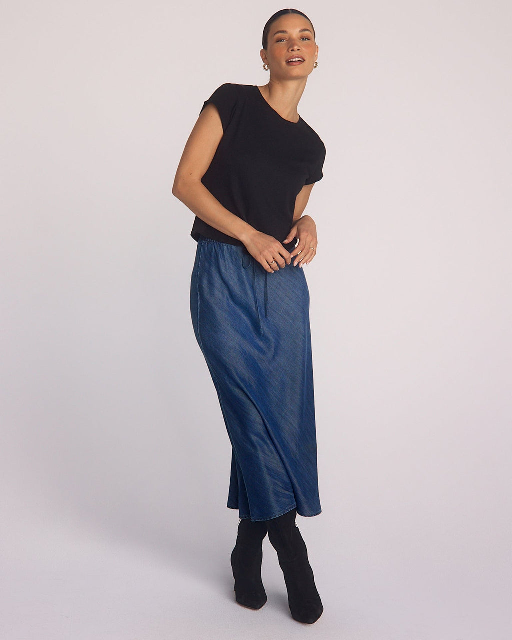 Bias Skirt w/ Tie in Moonlit Wash