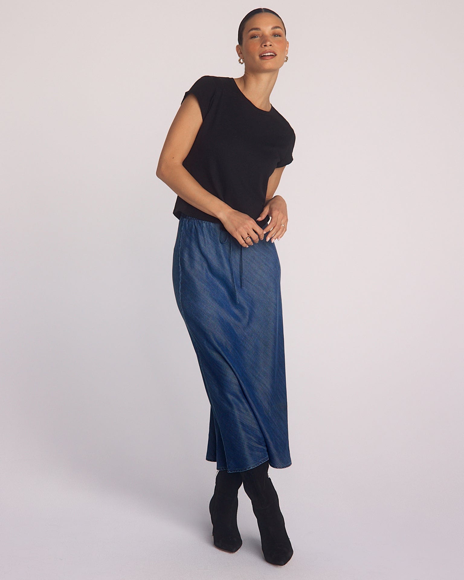 Bias Skirt w/ Tie in Moonlit Wash