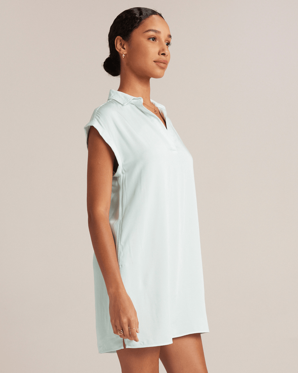 Cap Sleeve V-Neck Dress in Sea Foam