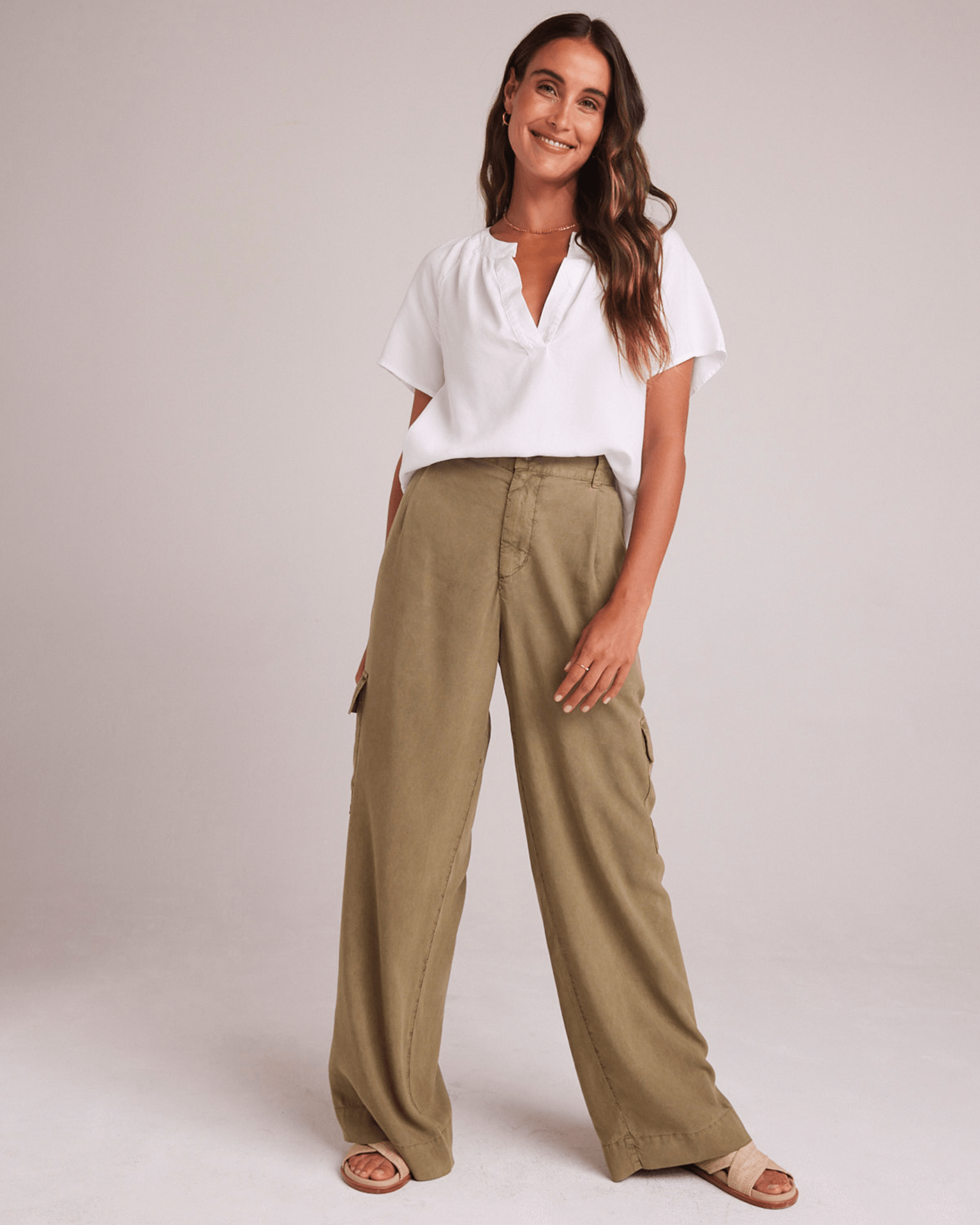 Cargo Wide Leg Pant in French Olive
