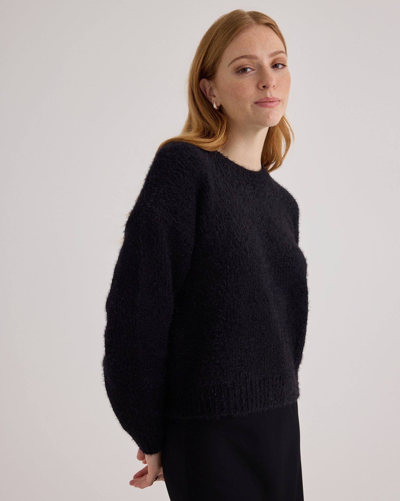 Drop Shoulder Sweater in Black