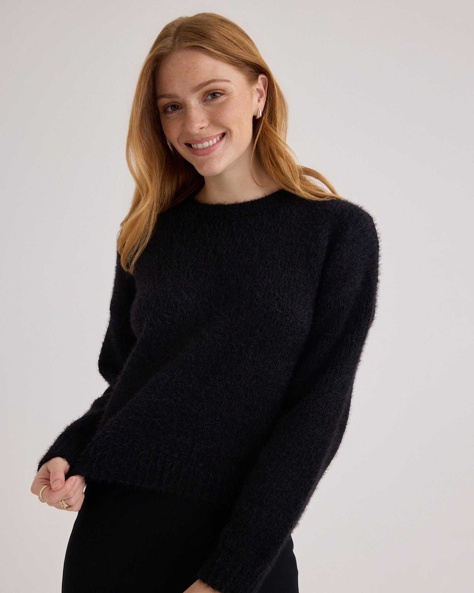 Drop Shoulder Sweater in Black