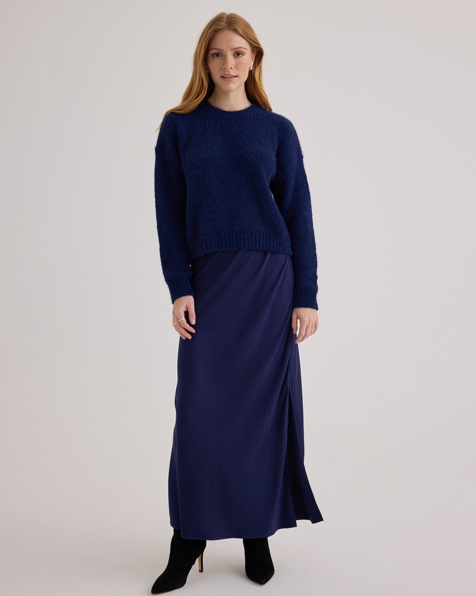 Drop Shoulder Sweater in Eclipse Blue