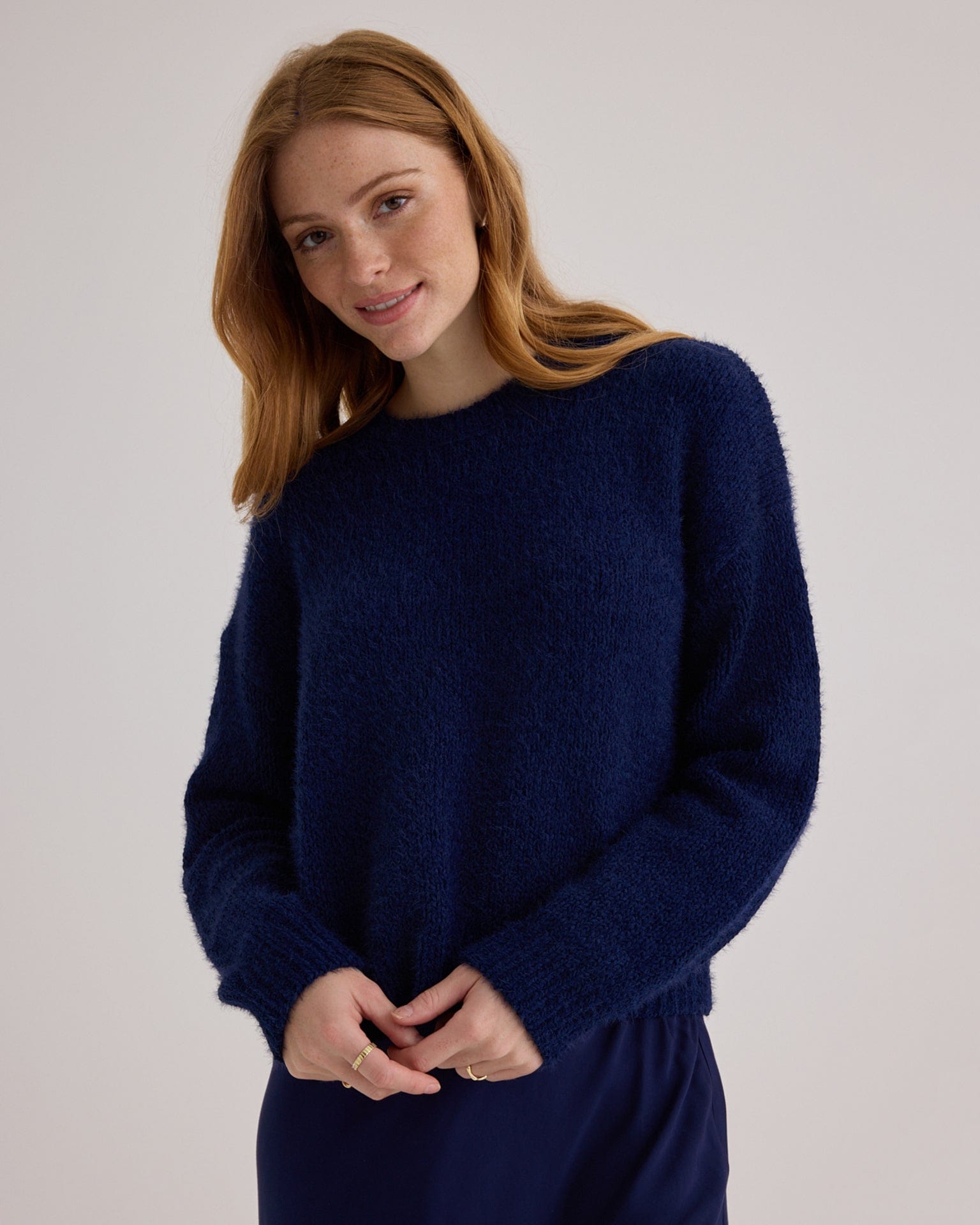 Drop Shoulder Sweater in Eclipse Blue