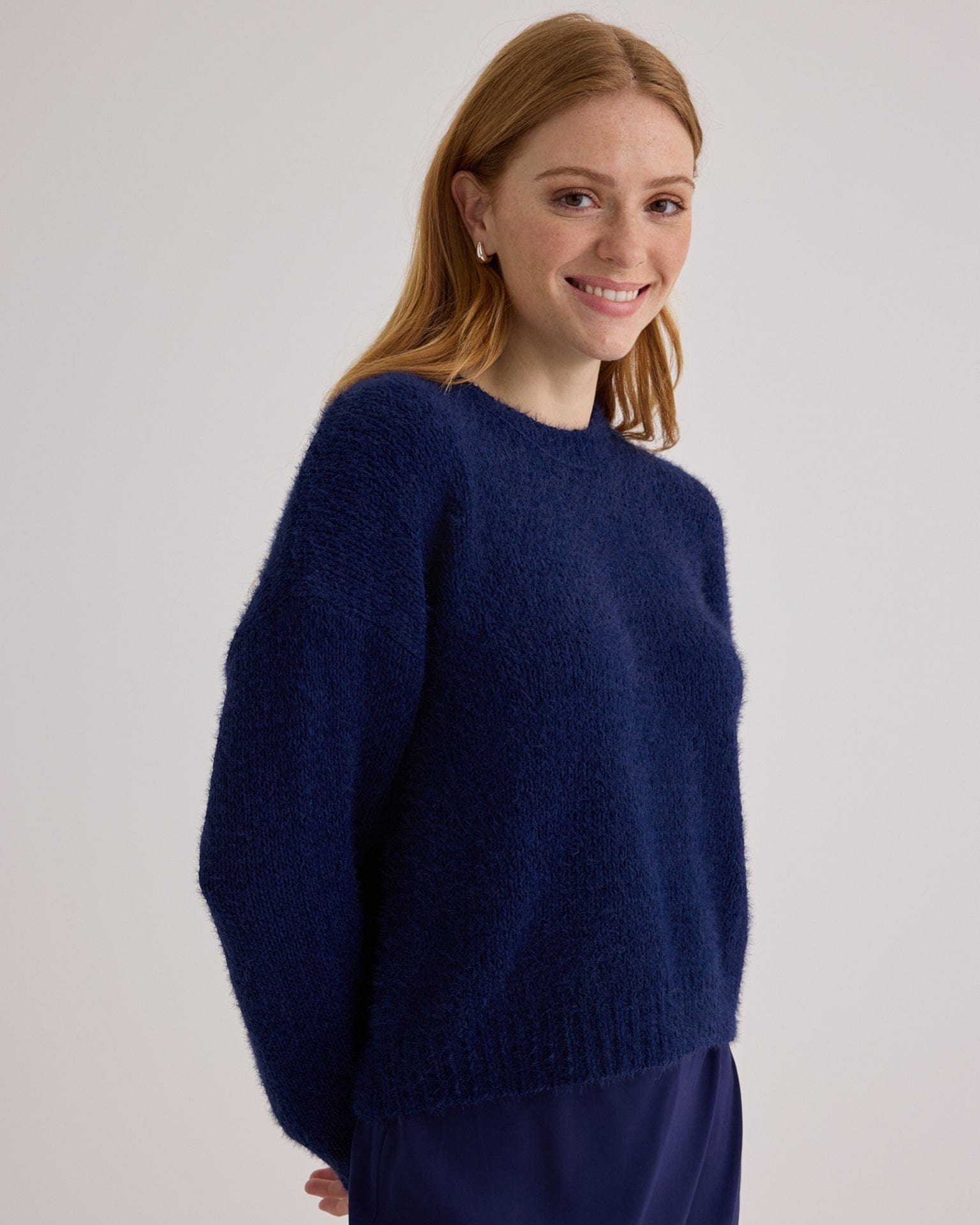 Drop Shoulder Sweater in Eclipse Blue