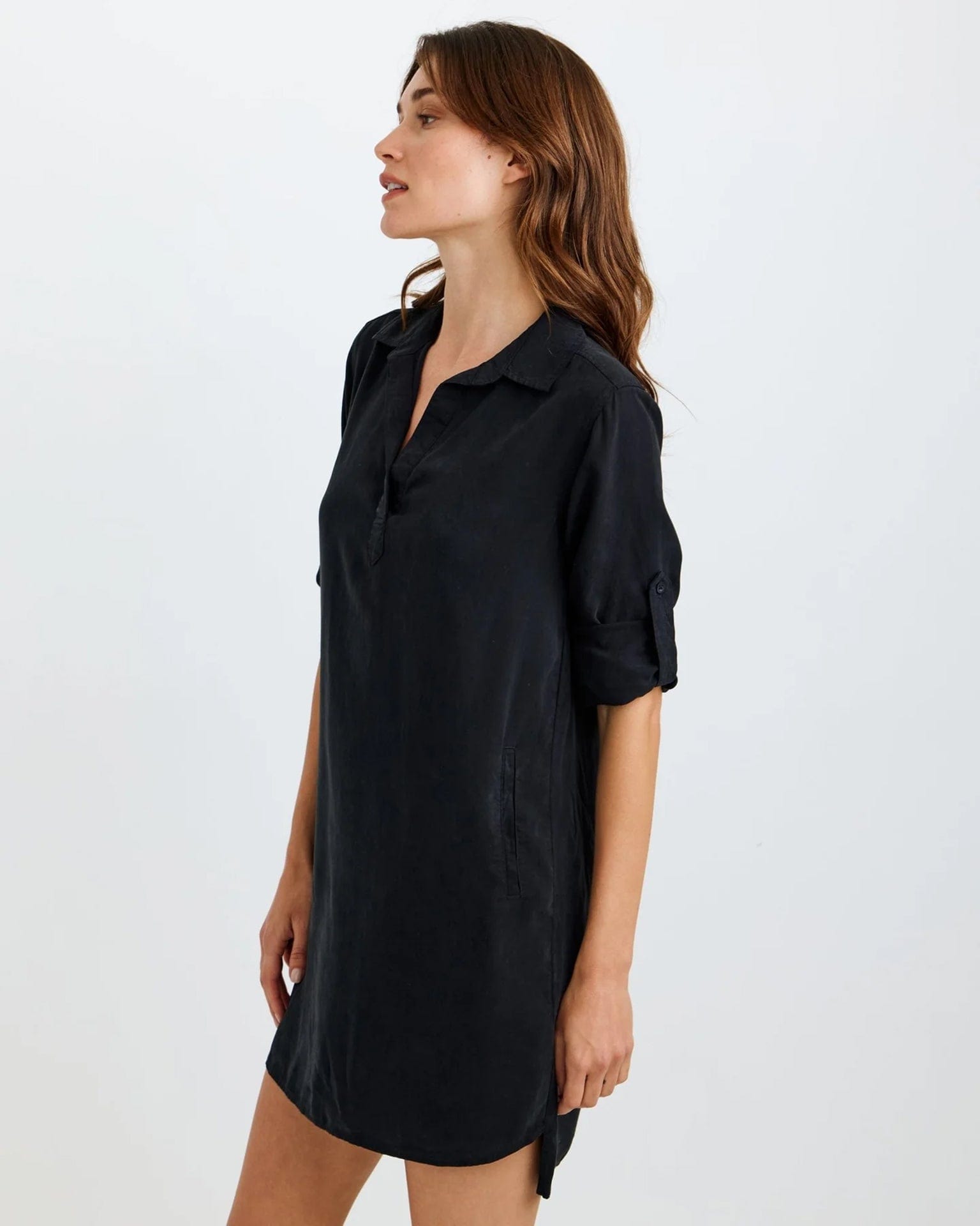 L/S A Line Shirtdress in Vintage Black