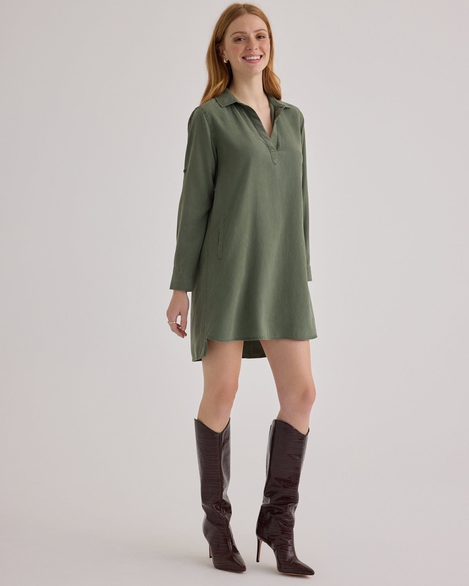 Long Sleeve A-Line Dress in Fernwood
