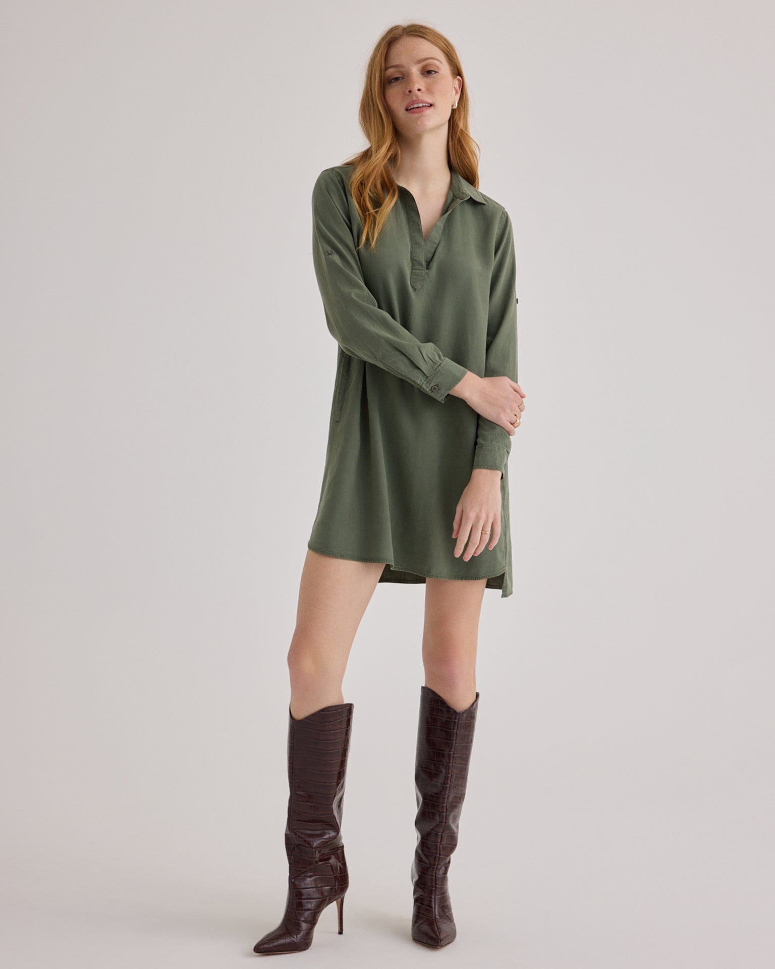Long Sleeve A-Line Dress in Fernwood