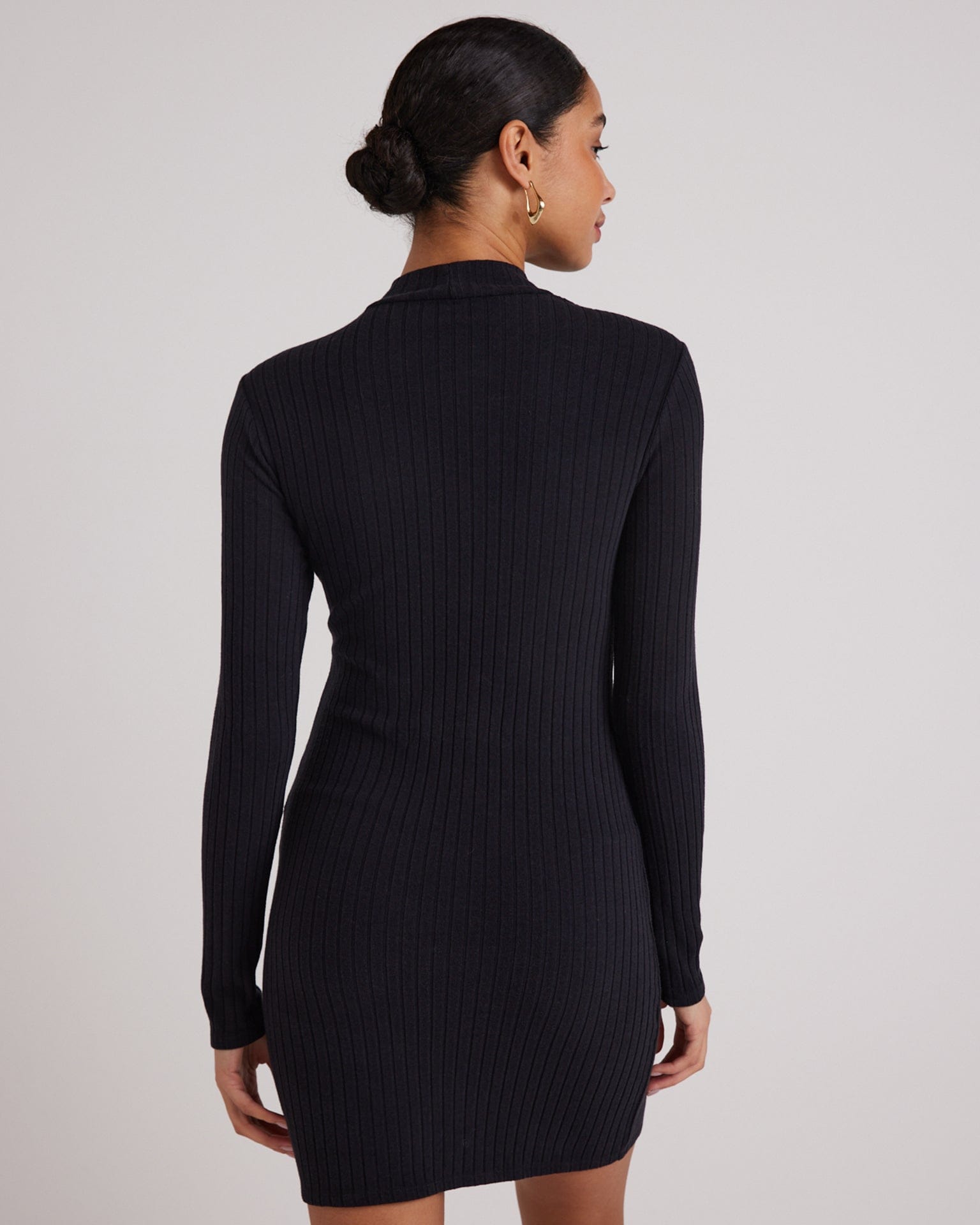 Mini Mock Neck Dress in Black
