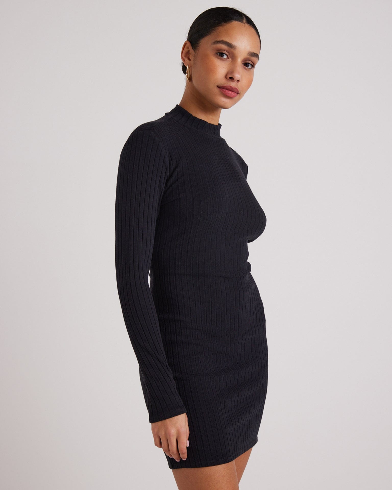 Mini Mock Neck Dress in Black