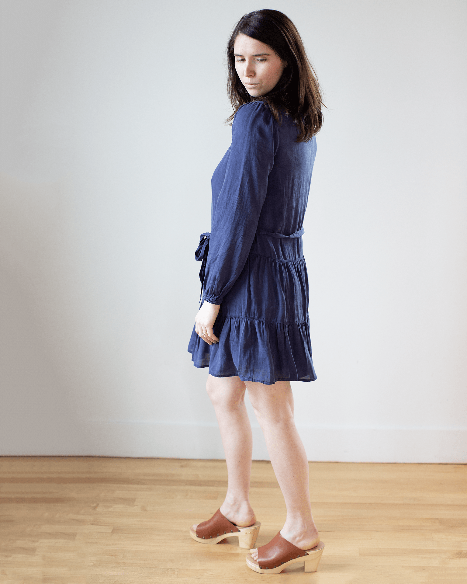 Tiered Mini Dress w/ Belt in Nautical Navy