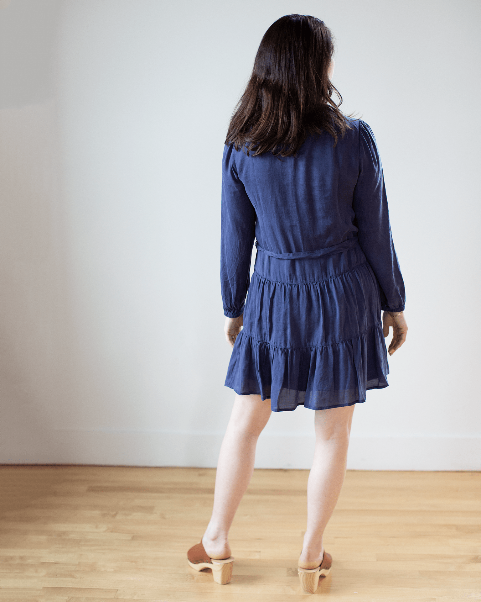 Tiered Mini Dress w/ Belt in Nautical Navy