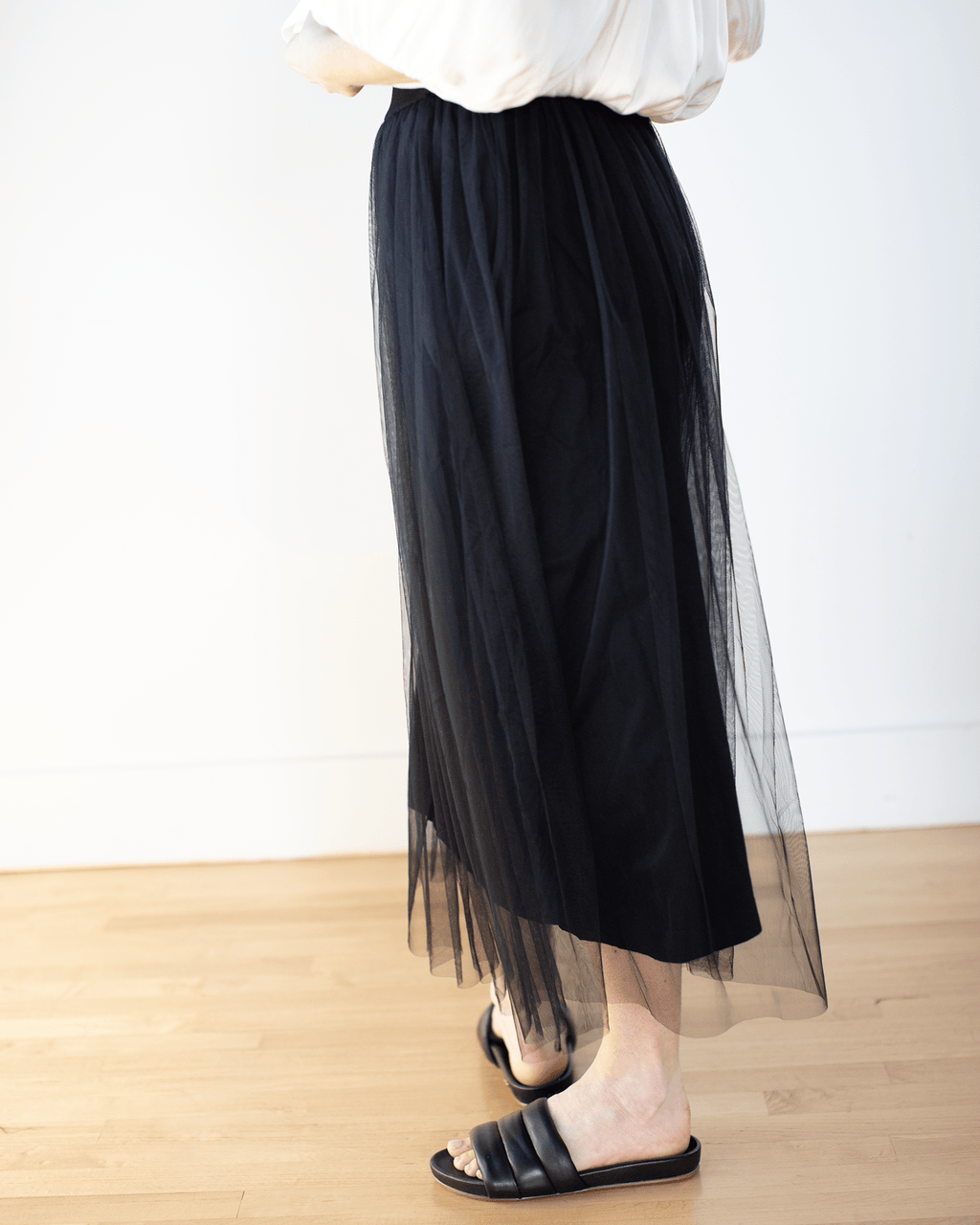 Gathered Skirt w/ Tulle in Black