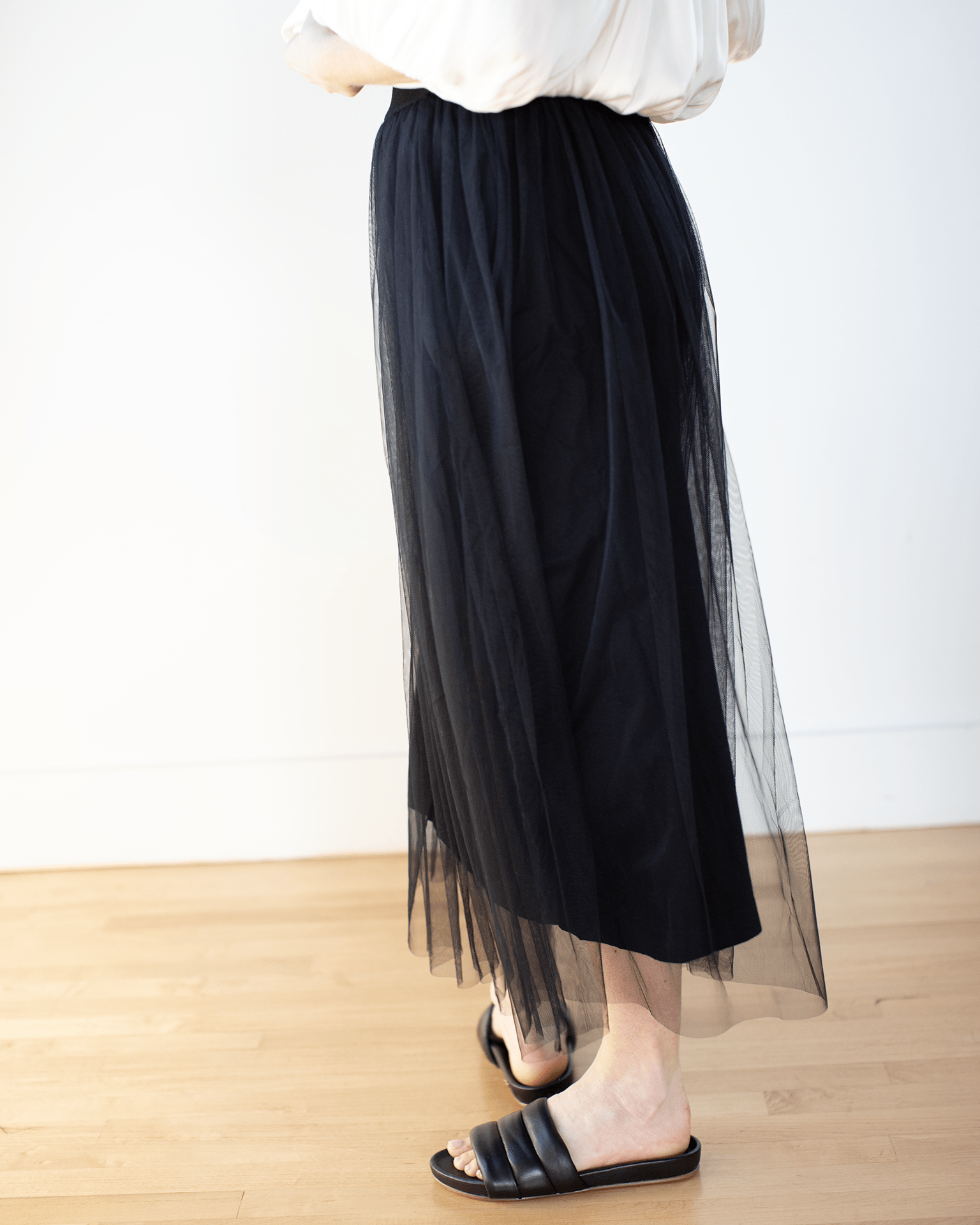 Gathered Skirt w/ Tulle in Black
