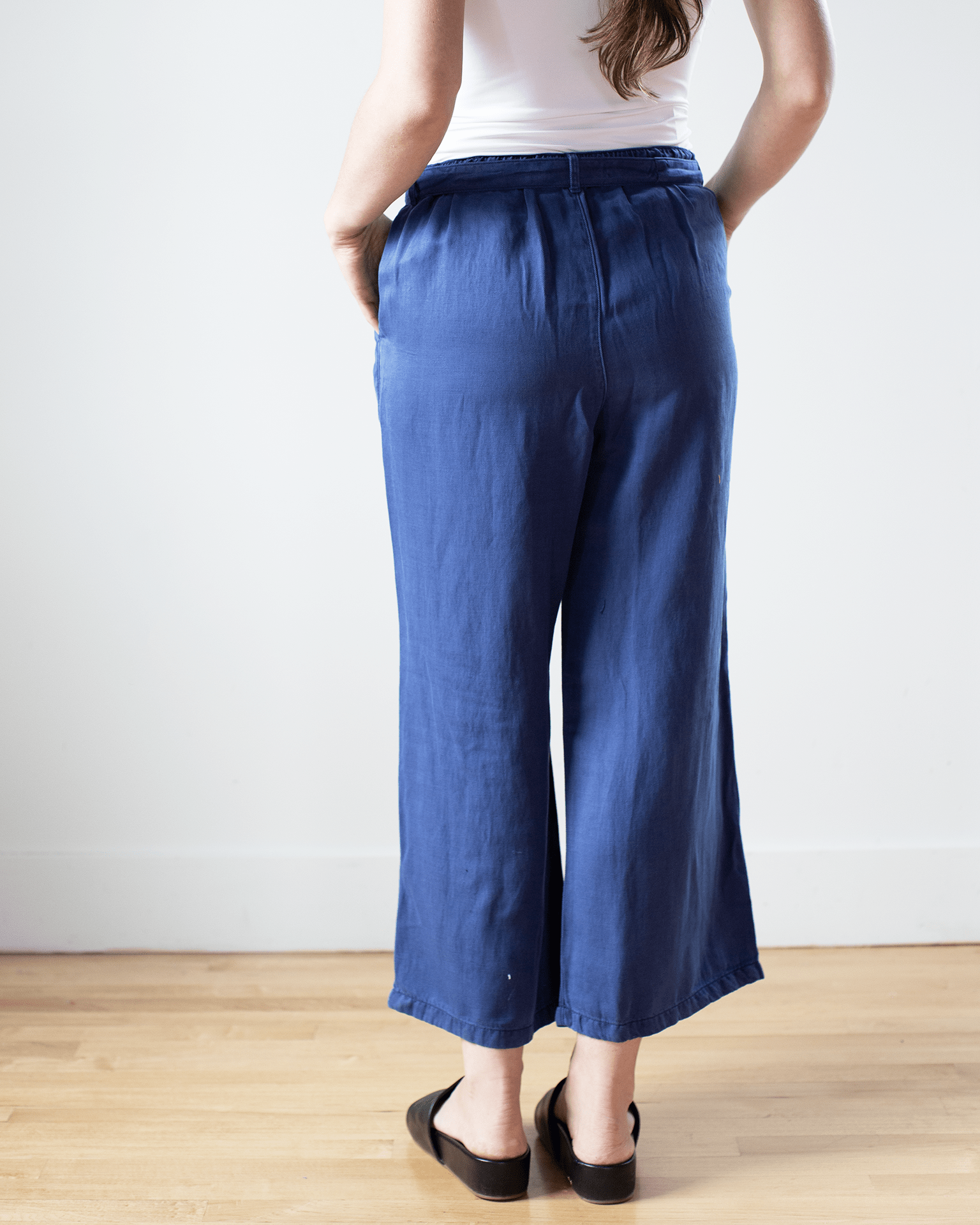 Emma Wide Leg Crop w/ Sash in Night Navy